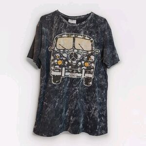 No Time Graphic T Shirt Men Size XL Skulls Black Grey Stone Wash VW Bus